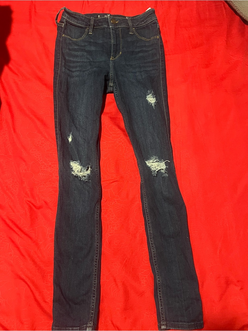 Hollister Dark Blue Distressed Skinny Jeans